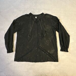 Black Floral Lace Blouse Women's Large Whimsigoth Fairy Goth Romantic Grunge